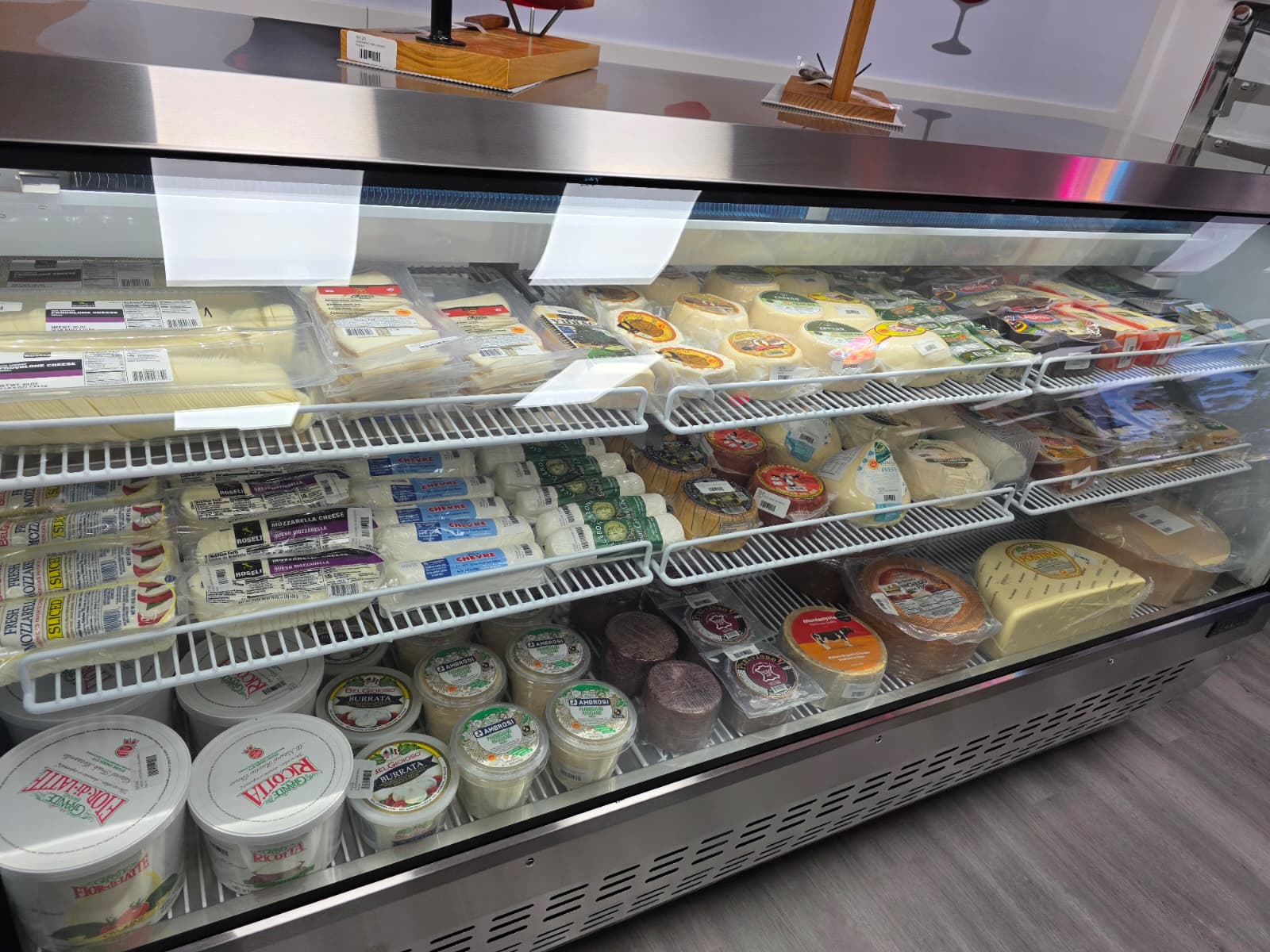 The cheese and deli case at the store